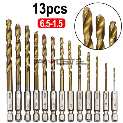 Good price 13pcs High Quality HSS Steel Electric Screwdriver Bit 6.35mm Twist Drill 1.5-6.5mm for Masonry Drilling online